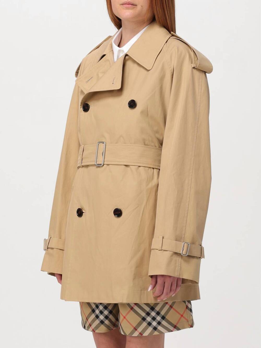NEW BURBERRY short belted trench coat in flax - Picture 2 of 8